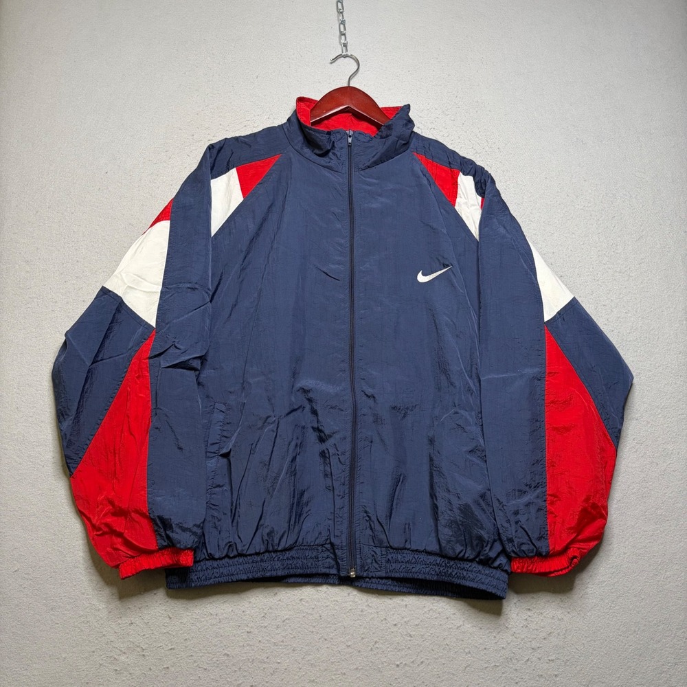 Nike Air Jordan Windbreaker Mens XL Navy Blue Red Y2K Jumpman 23 Jacket